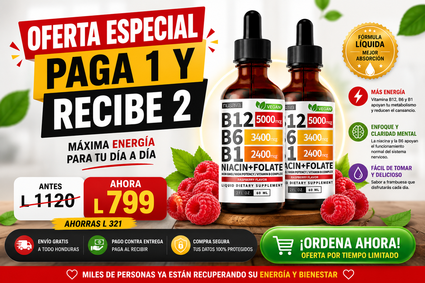 Nusava Vitamin B Complex 60ml - 🔥Lleva 2 y paga 1🔥