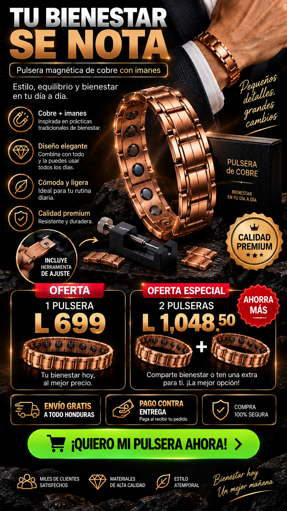 Pulsera Magnética de Cobre con Imanes