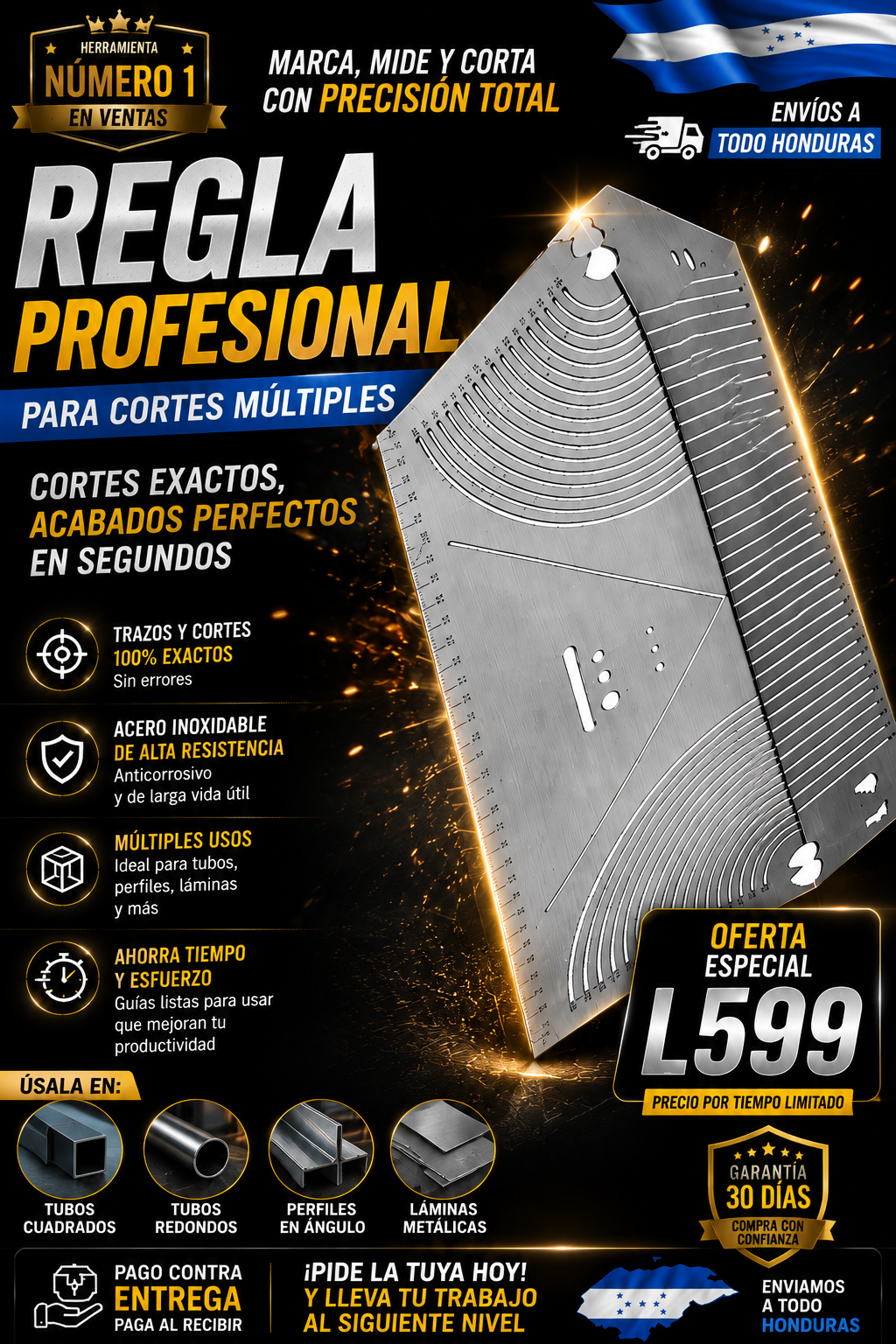 Regla profesional para cortes múltiples